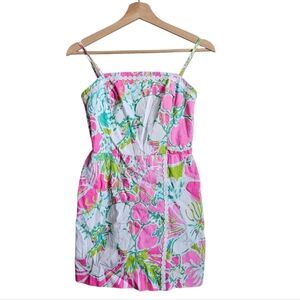 Lilly Pulitzer Jesse Romper Flamingo Pink Don't Give A Cluck Size 00